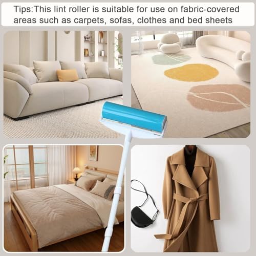 NUOBUT 8" Large Reusable Lint Roller, 1 Large, 1 Refill & 2 Mini Rollers - Image 2
