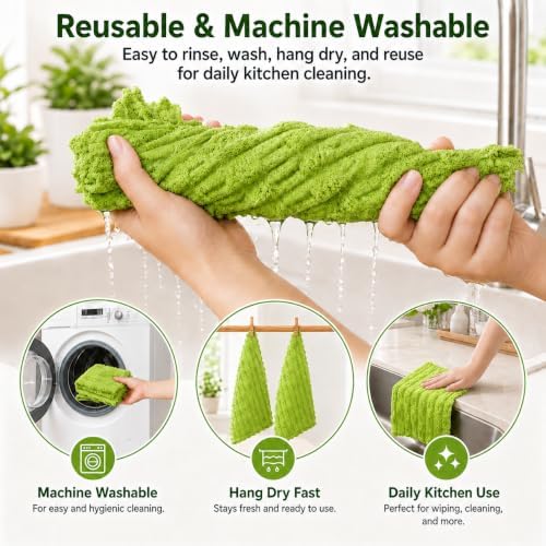 kimteny Microfiber Dish Cloths for Washing Dishes 18 Pack, Lime Green - Image 5