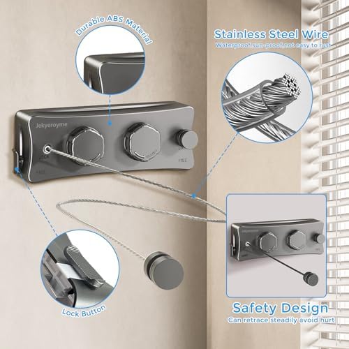 Retractable Clothesline, 16.7 Ft Heavy-Duty 44 lb Laundry Line - Image 3