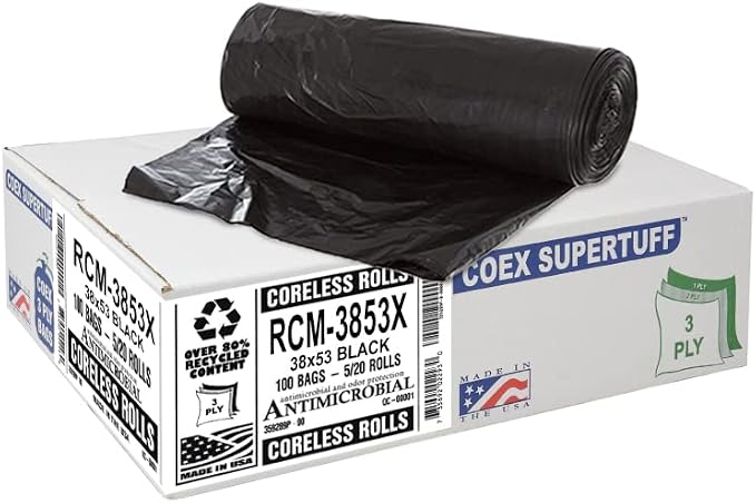 Aluf Plastics 44 Gallon 1.5 MIL Black Heavy Duty Trash Bags - Image 9
