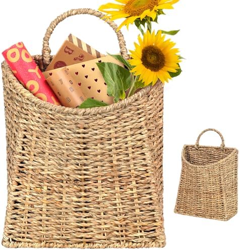 Woven Hanging Seagrass Baskets, Hanging Wall Wicker Basket, Handmade Organizer by SIEUSALEVN