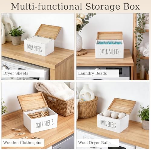 Dahey Dryer Sheet Holder, Laundry Wooden Container Holds 180 Sheets - Image 5