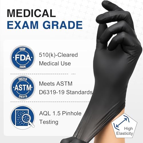 Schneider Black Nitrile Gloves, Gloves Disposable Latex Free, Powder Free - Image 2