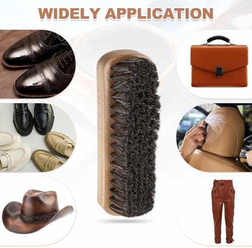 HARFINGTON Shoe Cleaning Brush 7"x2" Beech Wood Horsehair Boot Polish Brushes - Image 7