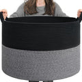 INDRESSME XXXLarge Woven Rope Blanket Basket Living Room Black Grey by INDRESSME