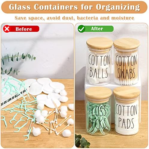 ROADPLUM Qtip Holder Bathroom Set, 4 Pack 10 oz Glass Bathroom Jars - Image 6