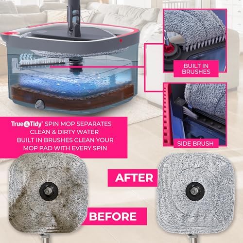 True & Tidy True Clean Spin Mop & Bucket System – Dual Compartment Design - Image 2