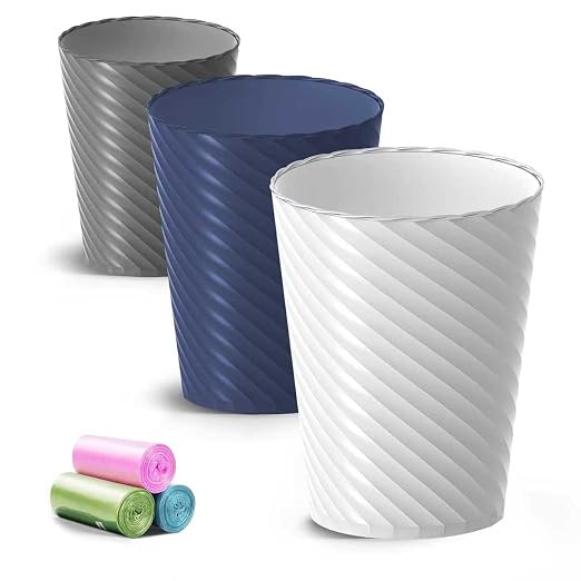 Lysam Bathroom Trash Can 3 Pack, 1.8 Gallon Small Trash Can by Lysam