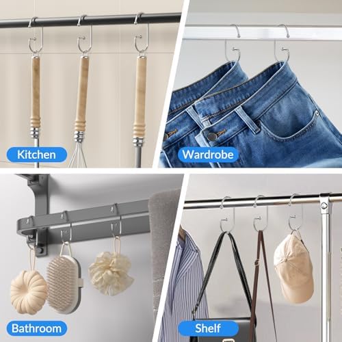 OEH Shower Curtain Hooks, Durable G Shape Silver Shower Curtain Hooks Rust Proof - Image 7