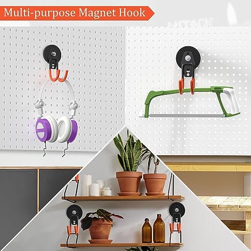 Heavy Duty Magnetic Garage Hooks, 4 Pack 2.59 Inch Large Neodymium Magnet Hooks - Image 6