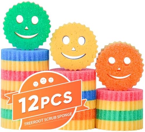 Treeroot 12 Pack Colorful Smile Scrub Sponges, Temperature Controlled by Unknown