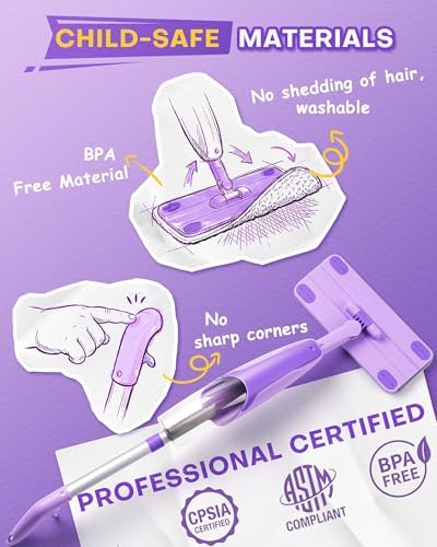 Purple Mini Spray Mop for Toddler-Montessori Cleaning Toy that Real Spray Water - Image 6