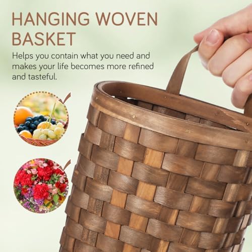 Alipis Hand-Woven Wicker Hanging Basket – 7.7" Tall Portable Wood Storage Basket - Image 3