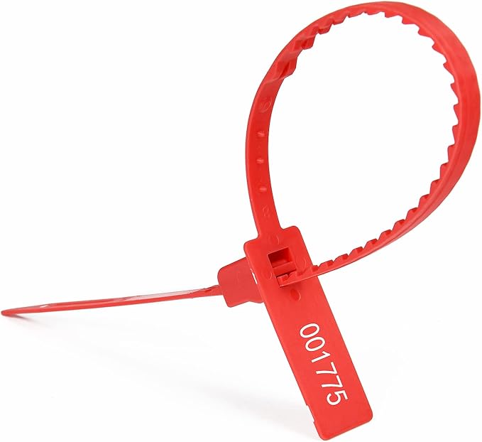 Heavy Duty Plastic Security Seals Self Locking Tamper Evident Shipping Seals Numbered Security Tags Pull Tight Securing Straps Truck Trailer Seals Length 337 mm 13.2" (Red 1000 PCS)