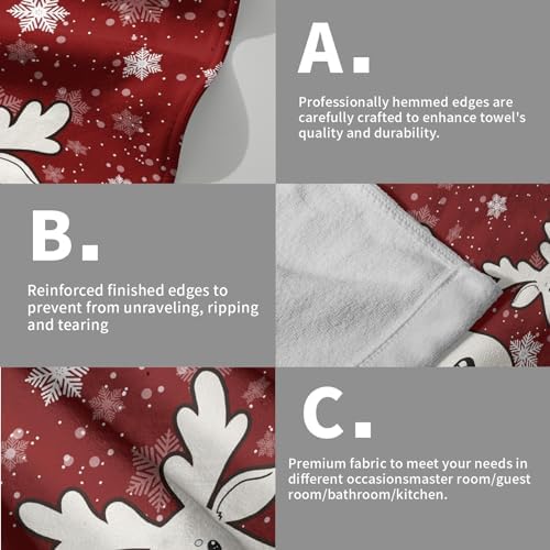 Winter Cute Deer Hand Towels Set of 2 Merry Christmas Red Black Red Buffalo - Image 5