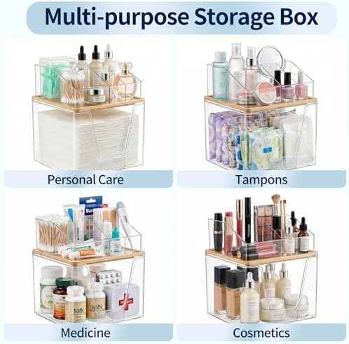 Disposable Facial Towel Holder, 2 Tier Cosmetic Storage Organizer Box - Image 6