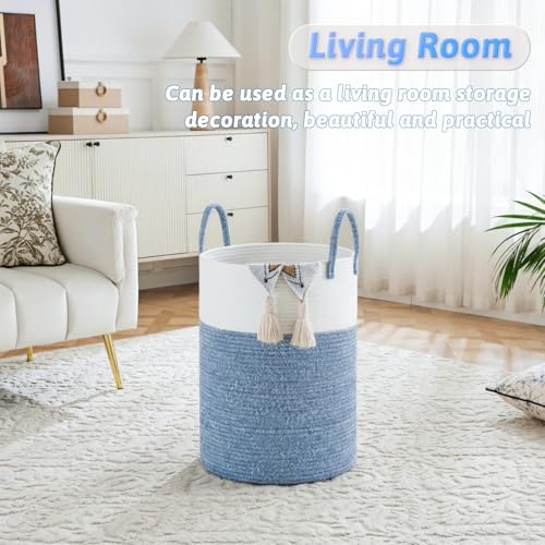 Laundry Basket, Woven Cotton Rope Laundry Hamper, 40L - Image 2