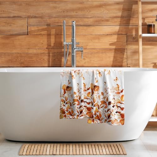 Orange Fall Hand Towels Set of 2 Eucalyptus Decorative Fingertip Towels - Image 7