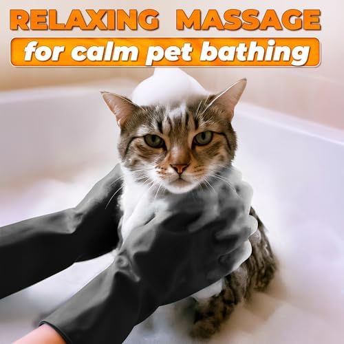 Cat and Dog Washing Gloves, 1 Pair, 11.6 in, Soft Silicone - Image 5