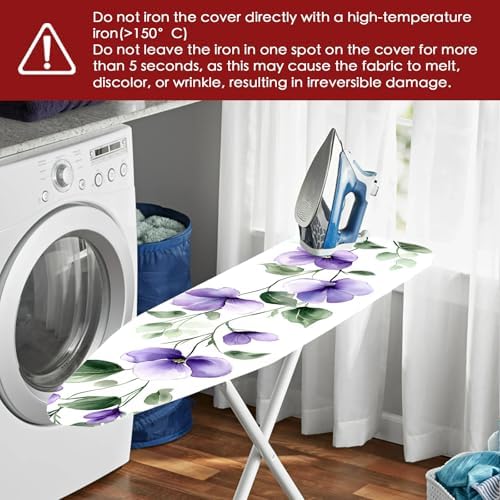 Nuxovilar Purple Flowers Leaves Ironing Board Cover 15x54 Polyester - Image 6