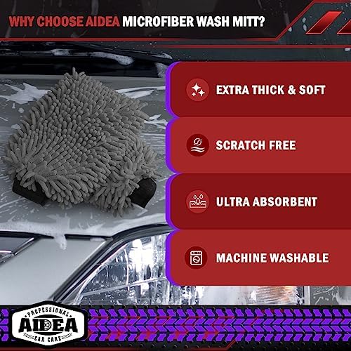 AIDEA Car Wash Mitt Microfiber, Car Wash Brush, 7.12''X10.14'' - Image 3