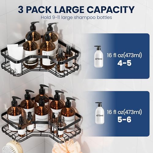 MAXIFFE 3 Pack Corner Shower Caddy - Image 3
