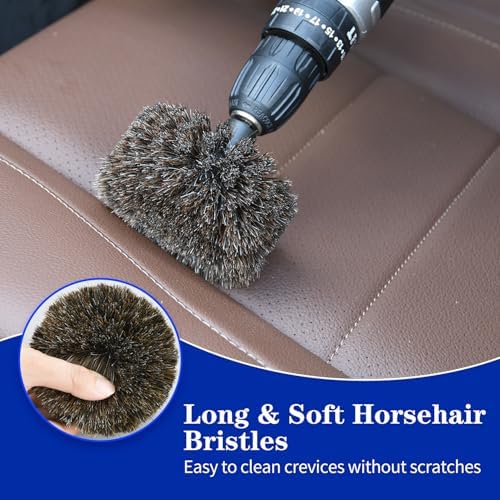 Horse Hair Brush for Drill, for Leather, Car Interior, Upholstery - Image 3