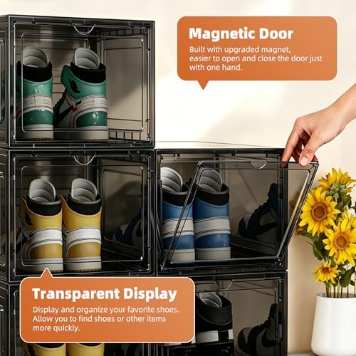 KEFA XL Shoe Storage Box, 8 PACK Shoe Boxes Clear Plastc Stackable Organizer - Image 5