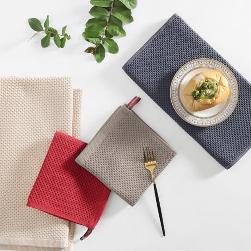 Homaxy 12 Pack 100% Cotton Kitchen Towels and Dishcloths Set, Mixed Color - Image 6