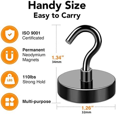MIKEDE Magnetic Hooks 120Lbs Heavy Duty Magnets - Image 4