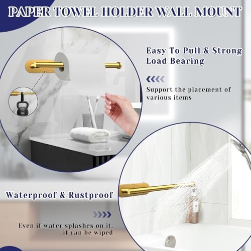 Gold Paper Towel Holder, Self Adhesive Paper Towel Holder Under Cabinet - Image 4
