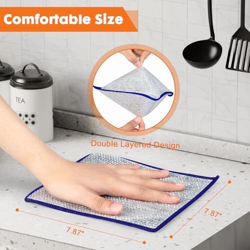 COBETE Non Scratch Wire Dishcloth, Double-Layer Wire Dishwashing Rags - Image 7