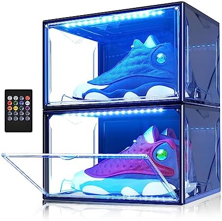 Oltraman LED Smart Shoe Boxes Display Case, Stackable Storage Organizers by Oltraman