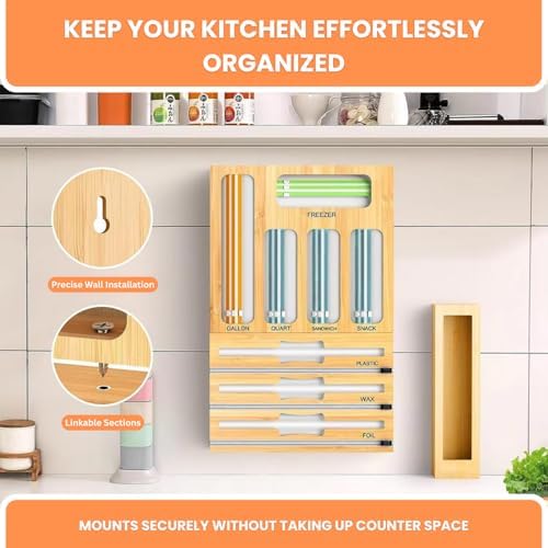 Storage Bag Organizer for Kitchen Drawer, Foil and Plastic Wrap - Image 3
