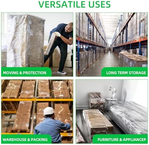 Stretch Wrap Rolls, Shrink Wrap 18in x 1500ft 4 Pack, Heavy Duty Pallet Wrap - Image 6