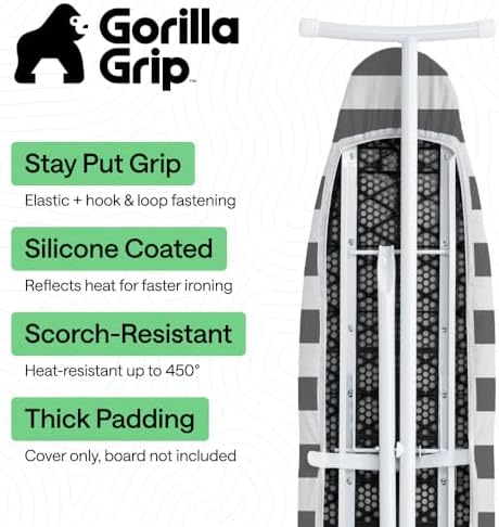 GORILLA GRIP Padded Ironing Board Cover, 15x54 Striped - Image 2