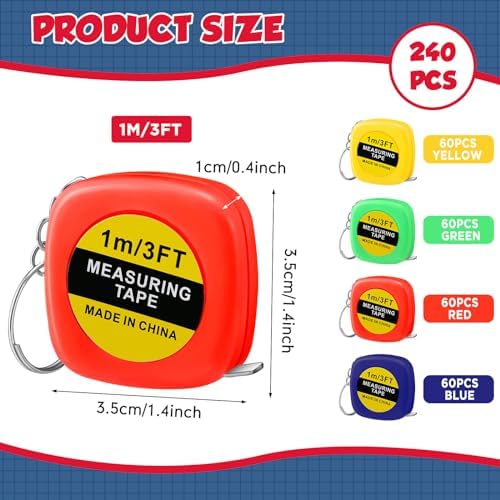 Hoteam 240 Pcs Small Tape Measure Keychains 1 Meter/ 3 Ft Mini Retractable - Image 2