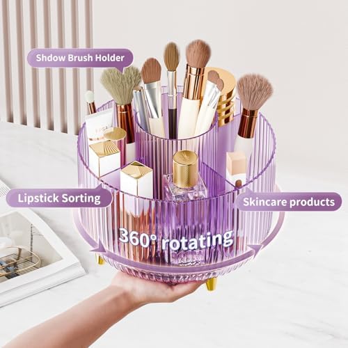 Clear Rotating Makeup Organizer Countertop - Image 2