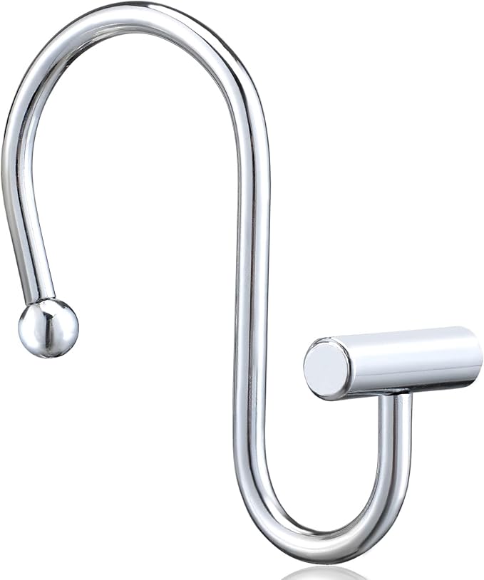Silver Shower Curtain Hooks, Rust Proof Shower Curtain Rings - Image 2