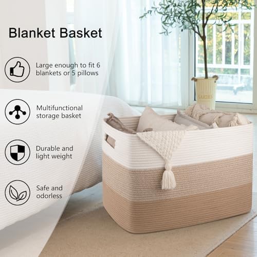 OIAHOMY 108L Extra Large Blanket Basket Dog Toy Basket Light Brown - Image 5
