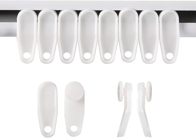 White Traverse Rod Slides Curtain Track Glider Hooks by Kilymezh