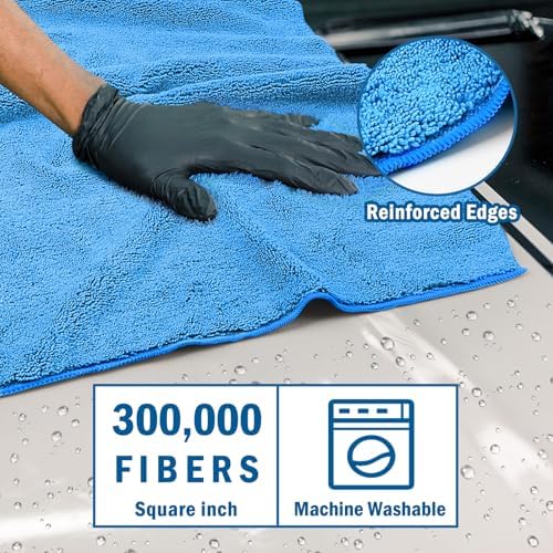 HOMEXCEL Professional Large Microfiber Car Drying Towels 4 Pack - Image 2