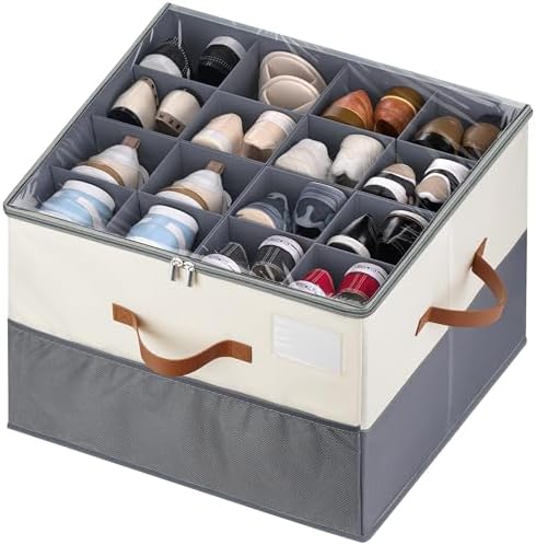 Shoe Organizer for Closet, Adjustable Storage Box Holds 16 Pairs by MSTONAL