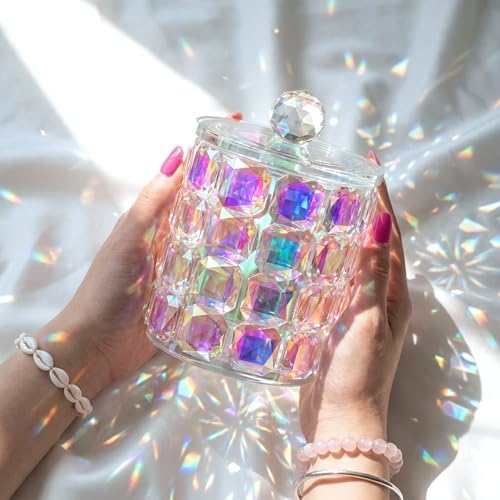 Crystal Qtip Holder Dispenser, 17oz Bathroom Canisters - Image 5
