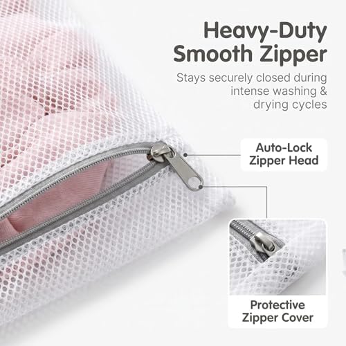 6-Pack Honeycomb Zipper Laundry Bags, Durable Mesh Wash Bags - Image 3