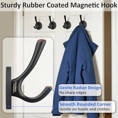 ULIBERMAGNET Strong Magnetic Double Hooks, 4 Pack Heavy Duty Sturdy Coat - Image 3