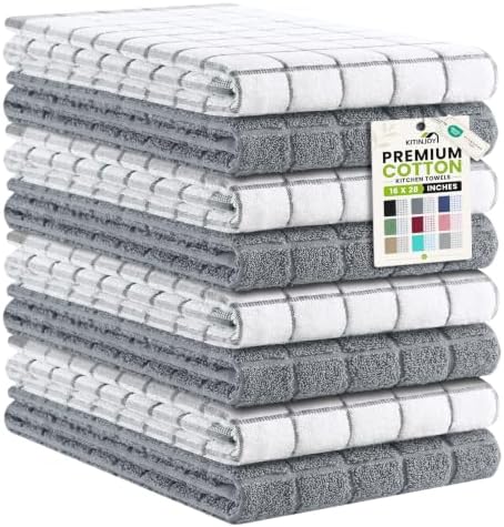 Kitinjoy Premium Kitchen Towels, Large 100% Cotton Terry 390 GSM Kitchen Hand by Kitinjoy