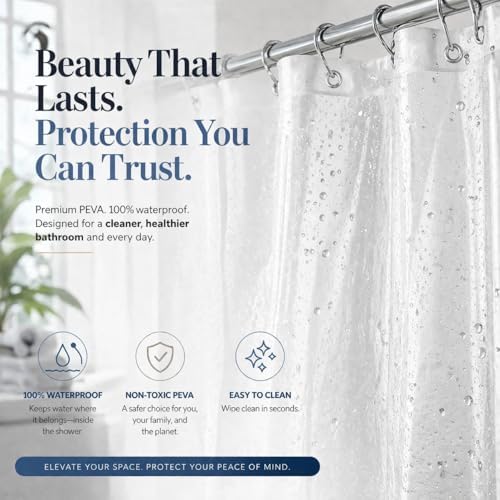 EHZNZIE Crystal Clear Shower Curtain Liner 72x96, PEVA Waterproof Bath Curtain - Image 3