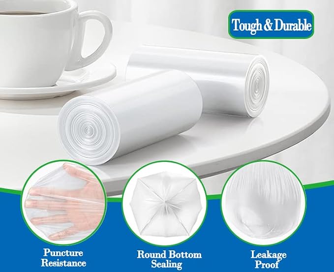 Hommaly 5 Gallon 212pcs Small Clear Trash Bags Strong Clear Garbage Bags - Image 3