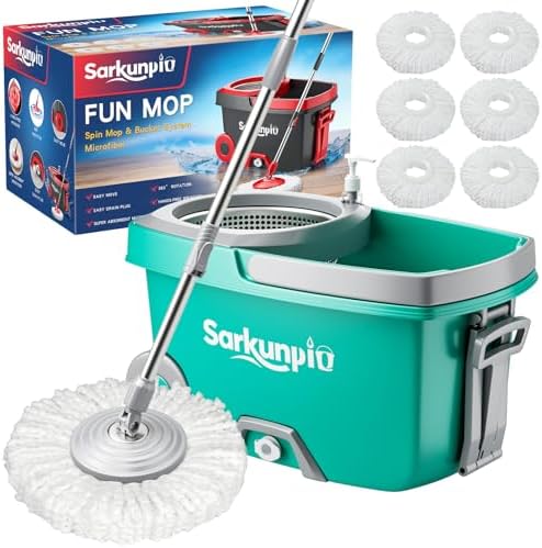 Spin Mop and Bucket Set with 6 Microfiber Heads by Unknown